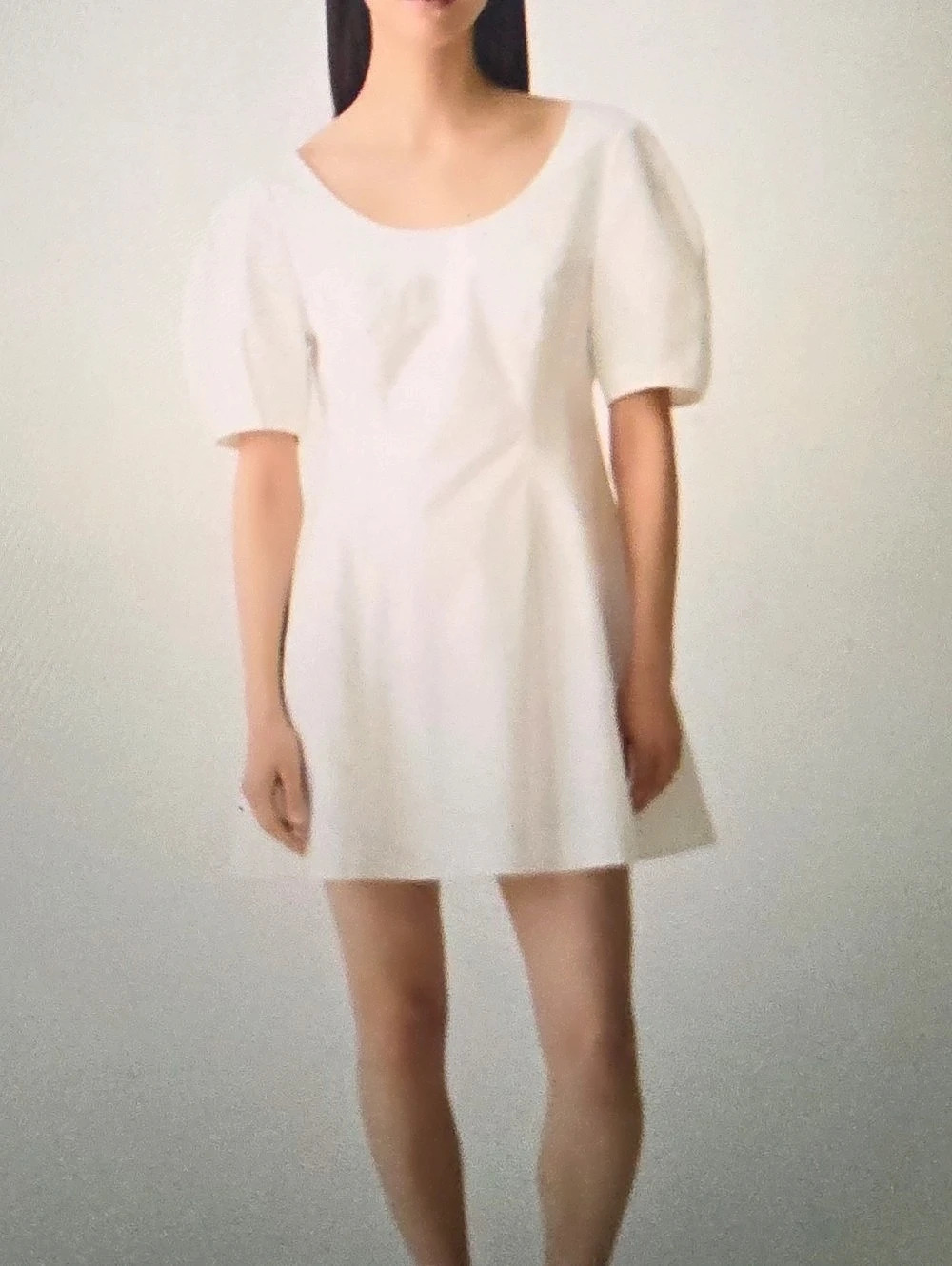 Theory Puff Sleeve Mini Dress in City Poplin White Size 00 NWT